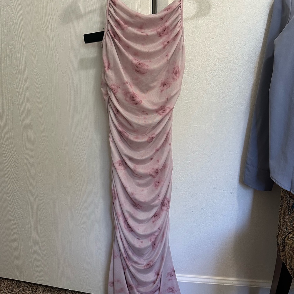 SHEIN Pink Ruched Maxi Dress Spaghetti Strap